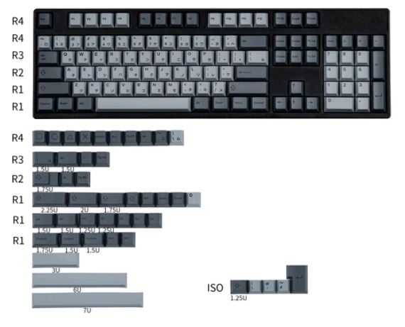 Cherry Profile Cement Gray Japanese PBT Dye-Sub Keycaps Set
