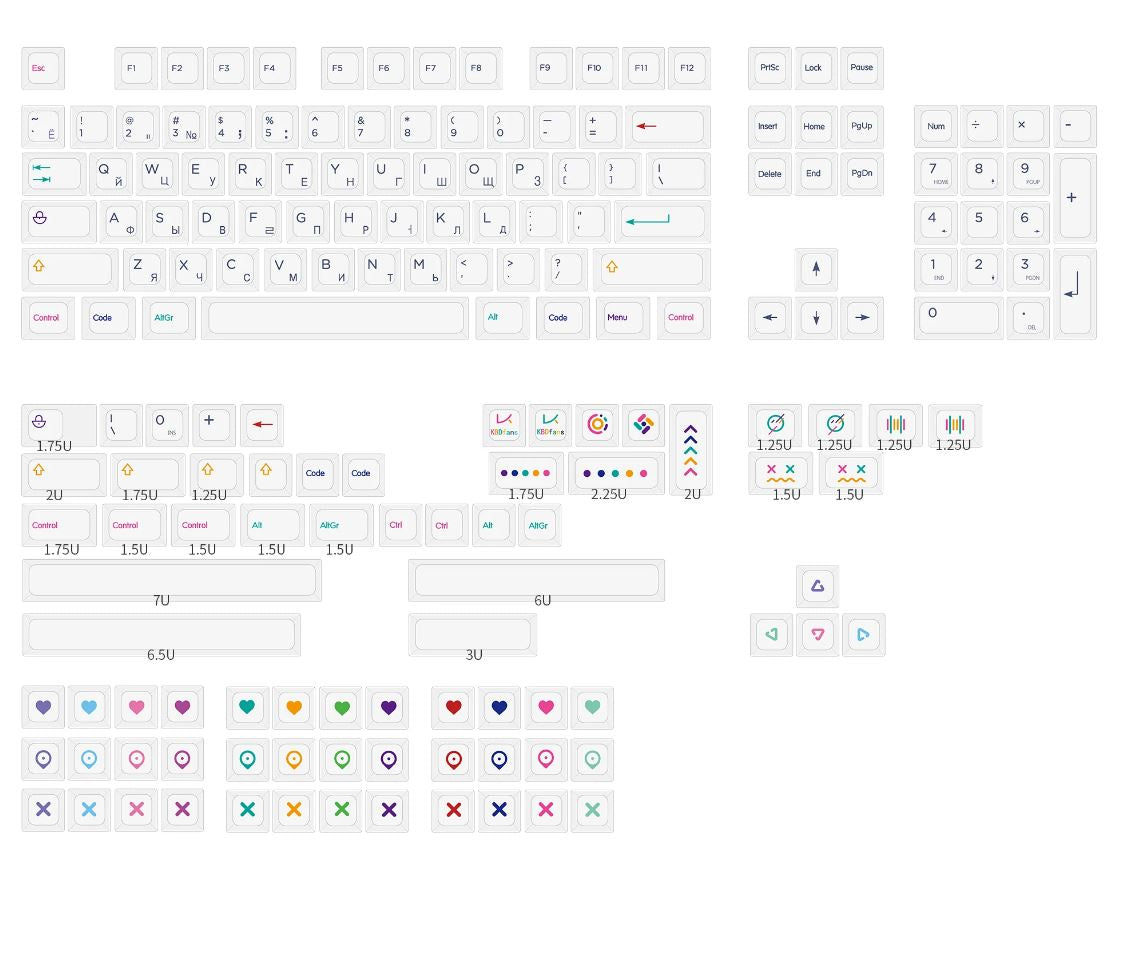 NP PBT Crayon Pure White Keycaps Set English