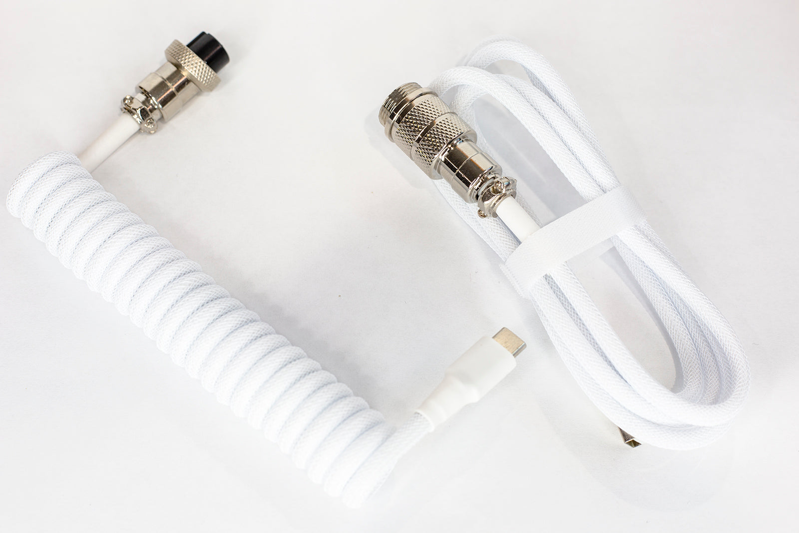white cable gx16 silver aviator coiled sleeved cable