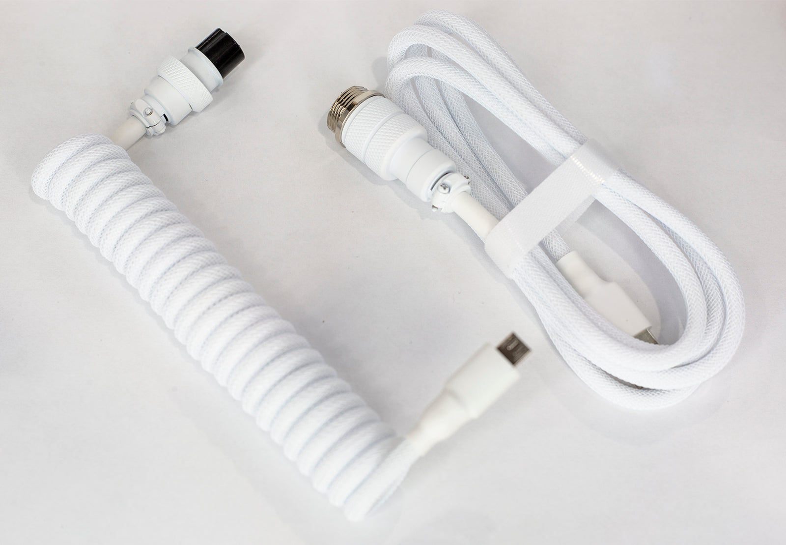white cable gx16 white aviator coiled sleeved cable