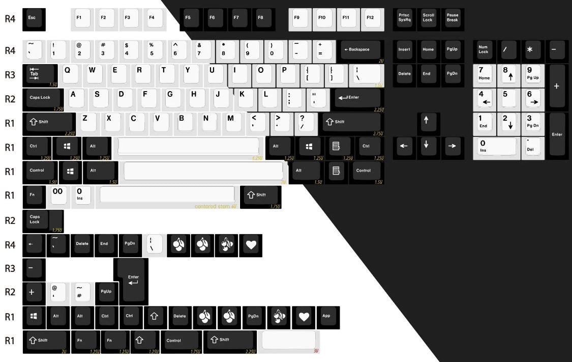EPBT Black & White ABS Doubleshot Keycaps Set