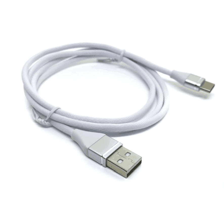 White Sleeved USB-C Type C Cable