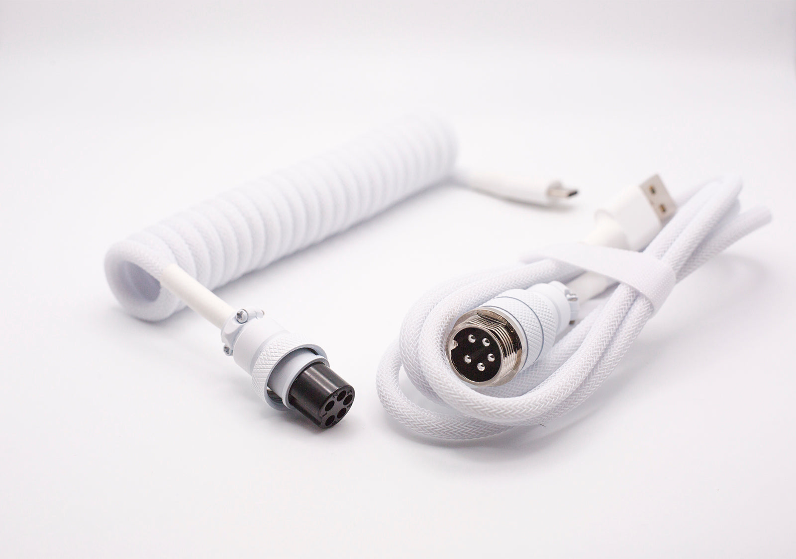 white cable white aviator coiled sleeved cable